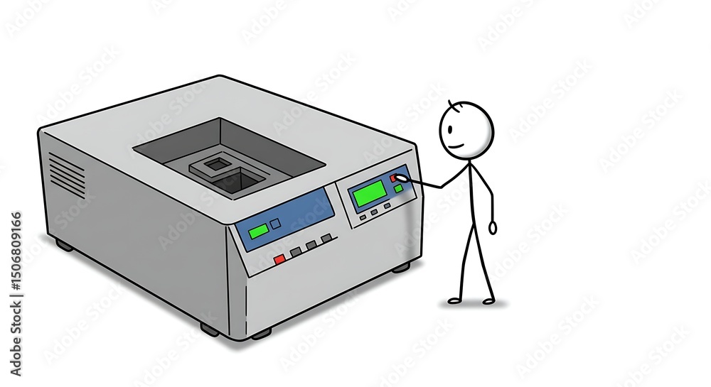 Fototapeta premium Simple Illustration of a Person Operating a Large Gray Machine