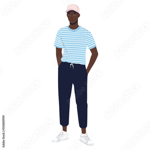 Young man cap illustration baseball vector