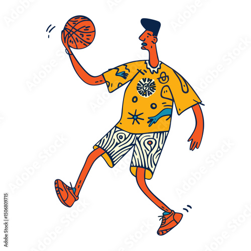 Anthropomorphic basketball player illustration t-shirt sports vector