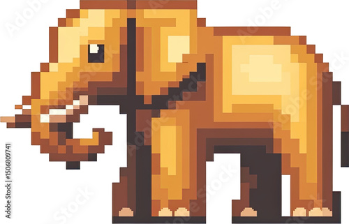 Pixelated image of an elephant.