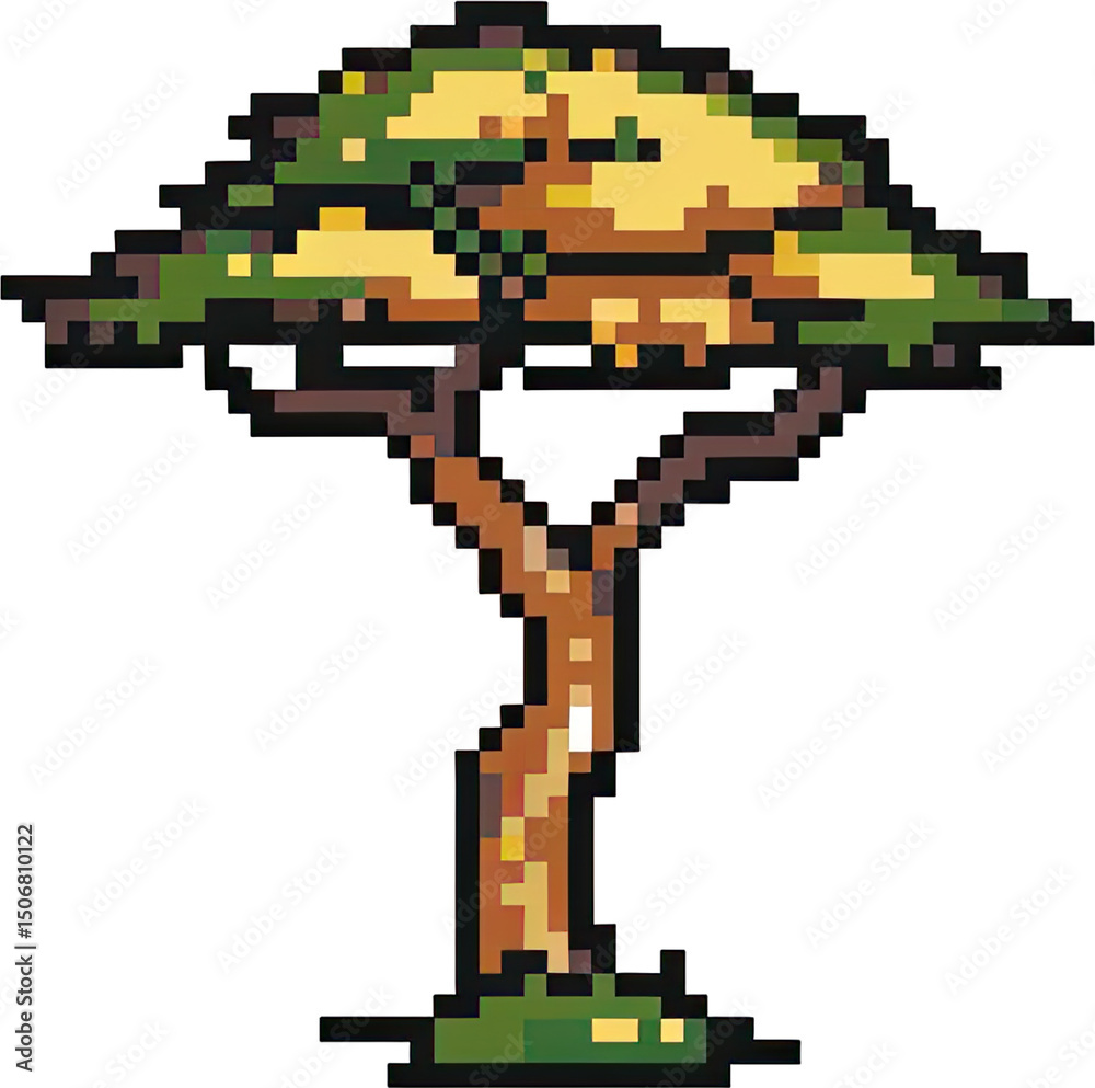 Obraz premium Pixelated illustration of a tree.