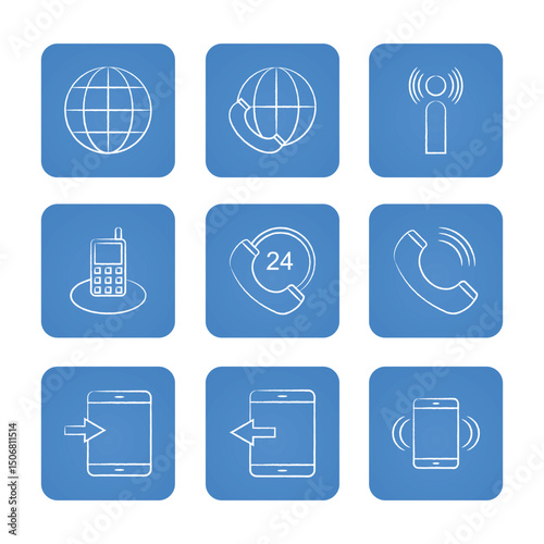 Communication icon set. Solid icons collection, vector illustration.