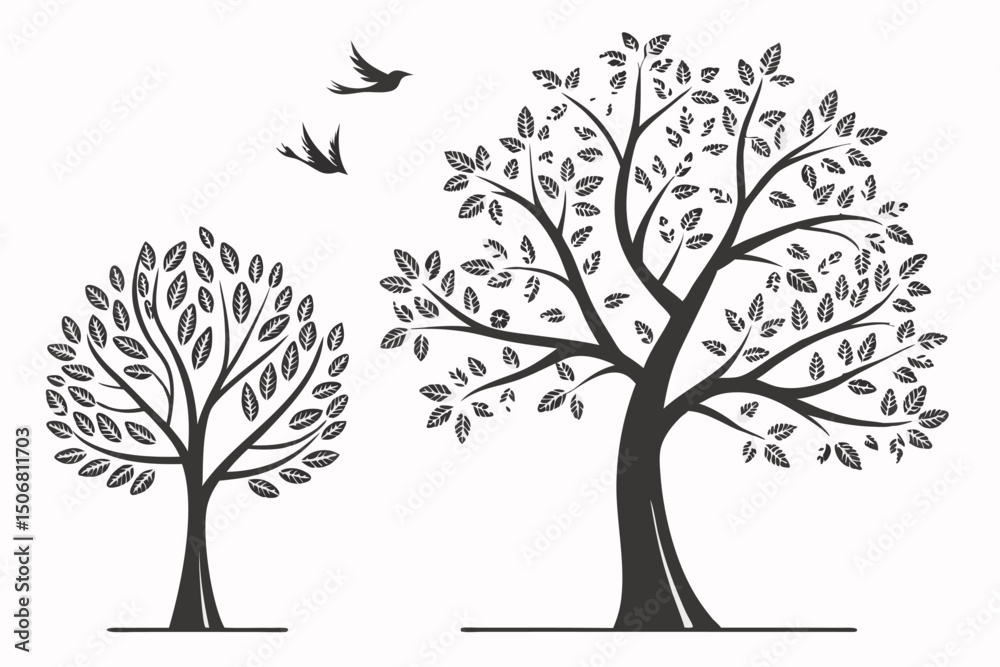 Obraz premium Vector artNature Tree Silhouette Collection – Editable Vector Set