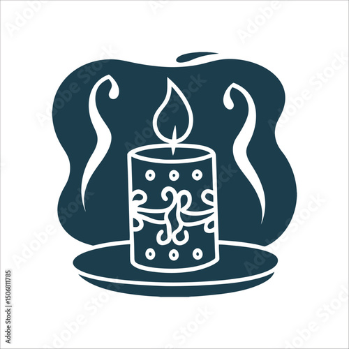 Seven Knob Candle with Flame and Smoke