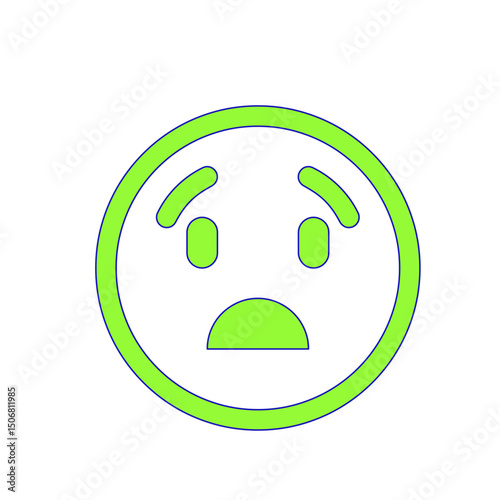 A Depressed or Worried Emoticon: A Lime Green and Blue Circular Graphic Representing Sadness and Anxiety