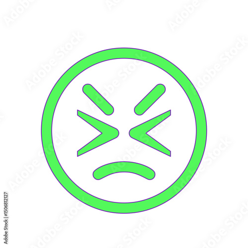 A Vibrant Green Circle Enclosing an Angered Facial Expression, Representing Frustration and Irritation in Digital Communication.