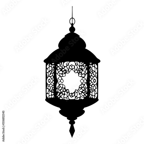 Arabic lantern silhouette traditional chandelier vector
