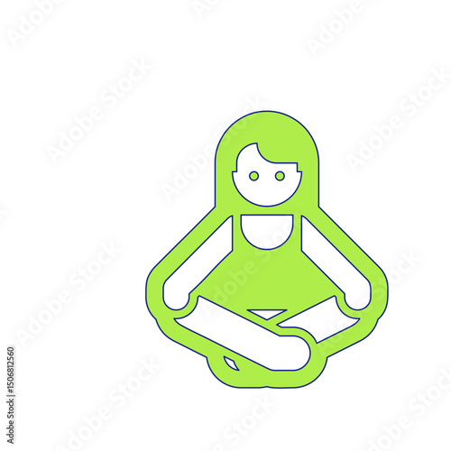 A Simple Illustration of a Young Girl Seated in a Meditative Yoga Pose, Representing Mindfulness and Inner Peace.