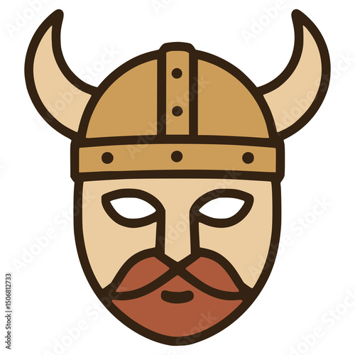 male viking mask party carnival celebration birthday flat color vector illustration template design