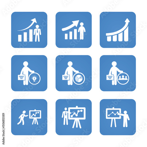 Presentation icon set. Solid icon collection vector illustration.