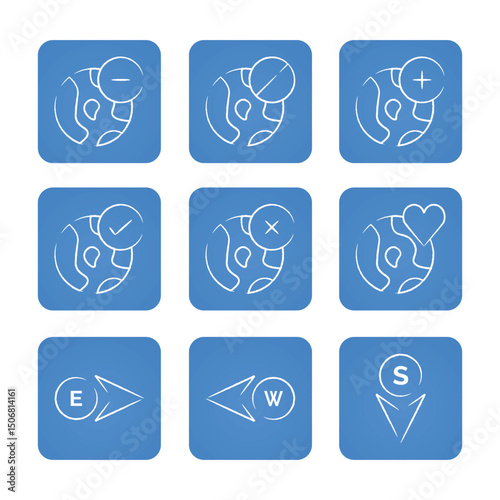 Navigation and location icon set. Vector illustration