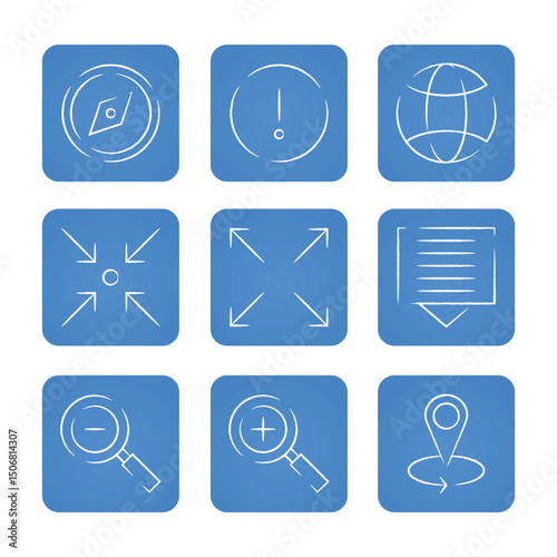Navigation and location icon set. Vector illustration