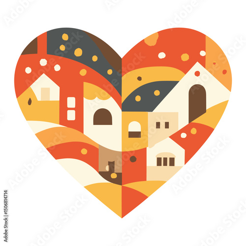 Carttoon heart icon illustration expression geometric vector