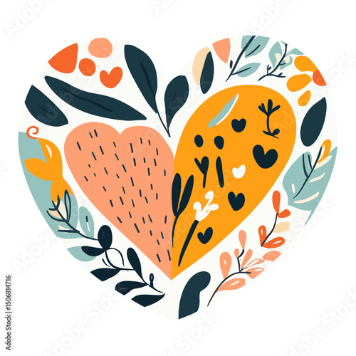 Carttoon heart icon pattern leaves leaf vector