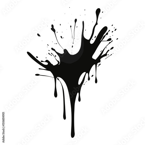 Ink splash Simple design silhouette black art vector