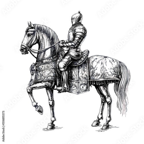 Vintage knight on horse illustration art illustrated vector