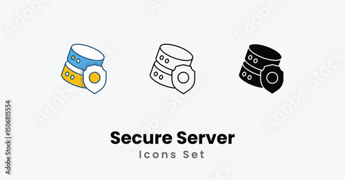 Secure Server Icons thin line and glyph vector icon stock illustration