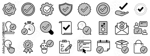 Icons in two tones about checkmark