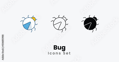 Bug Icons thin line and glyph vector icon stock illustration
