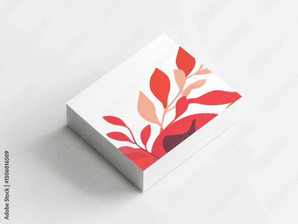 Fototapeta premium Stack of floral business cards mockup presentation design