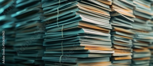 A Massive Stack of Papers, Documents, and Files in a Warehouse or Archive