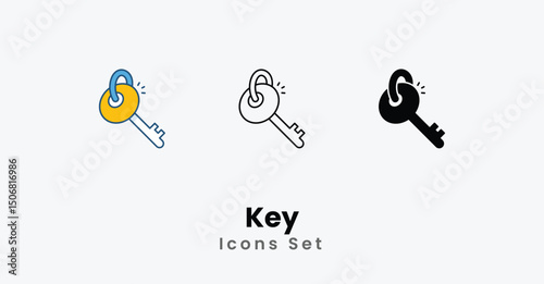 Key Icons thin line and glyph vector icon stock illustration