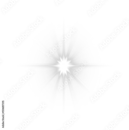 White lens flare PNG with glowing rays, sparkle, and magical flash effects—perfect for overlays in fantasy, sci-fi, or light-themed digital designs.