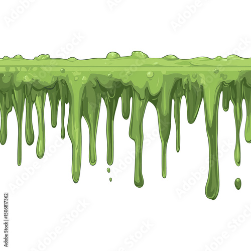 Dripping green slime border illustration vegetation droplet vector