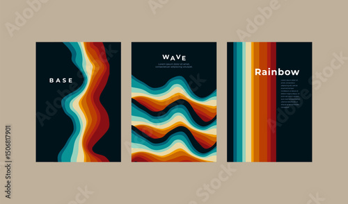 abstract colorful retro theme wave posters background