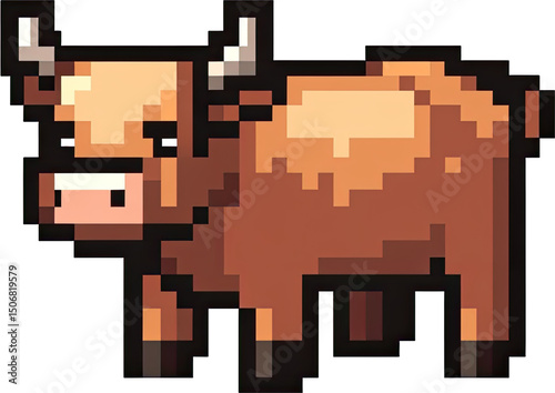 Pixelated illustration of a brown cow.