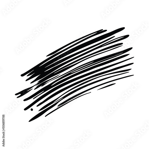 A collection of black brush strokes and scribbles in a hand-drawn style