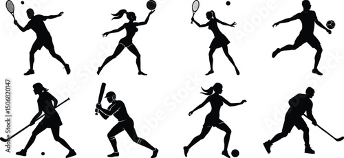 Wallpaper Mural Sportsman various sports activities silhouette set. vector collection on transparent background Torontodigital.ca