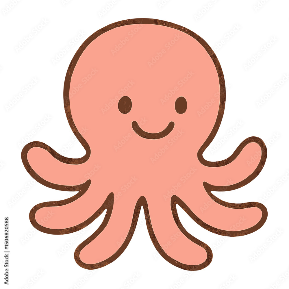 Fototapeta premium Cute smiling cartoon octopus vector