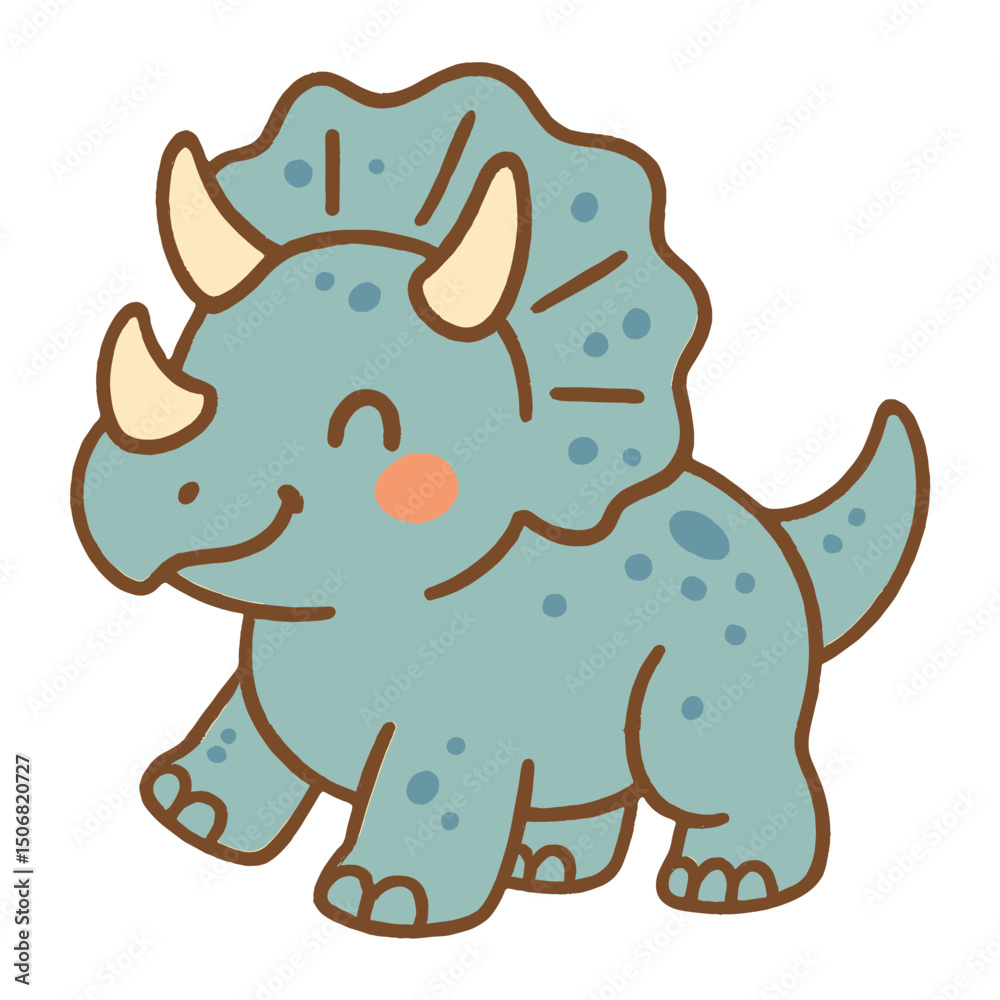 Fototapeta premium Cute triceratops cartoon illustration vector