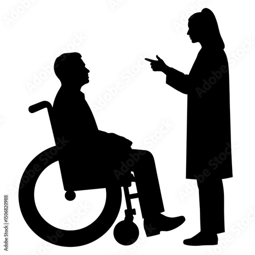 Silhouette of Wheelchair User and Caregiver for Inclusive Health Support