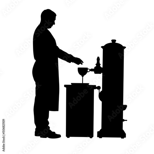 Silhouette of Person Refilling Pasta Using Gravity Dispenser in Zero Waste Store