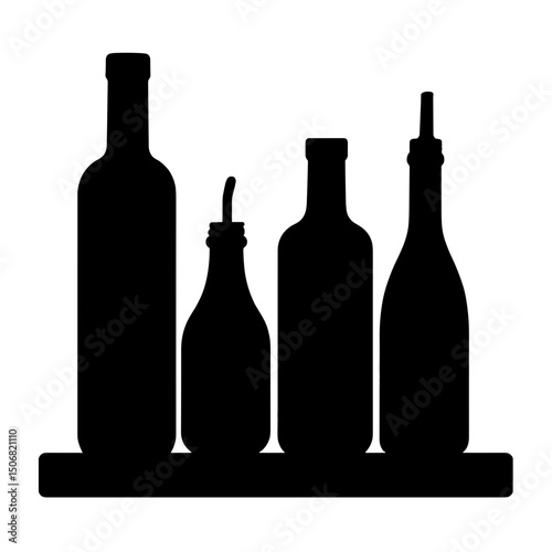 Silhouette of Oil and Vinegar Bottles for Zero Waste Refill Station