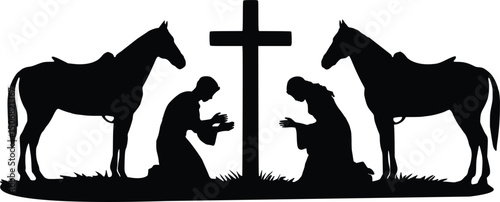 Praying Cowboy With Cross Svg,Cowgirl praying svg
