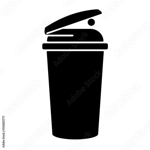 Silhouette of Smart Trash Can with AI Chip and Camera for Waste Management
