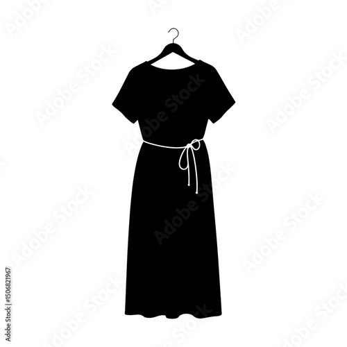 Silhouette of Dress with Rope Belt on Hanger, Sustainable Wardrobe Fashion