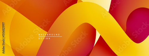 Abstract flowing shapes, warm color palette. Gradient transitions create dynamic visual texture. Modern design element.