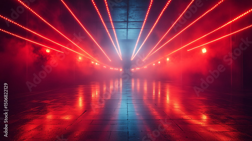 Abstract Red and Blue Light Tunnel