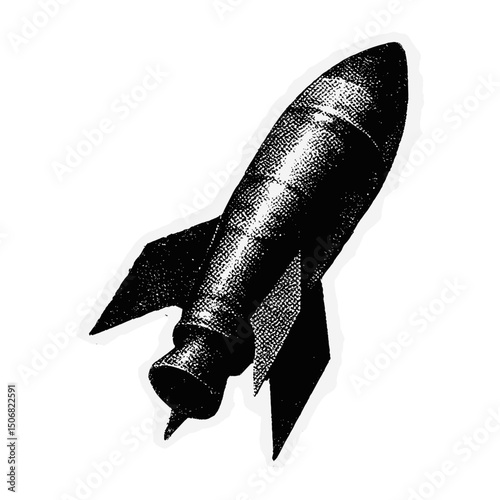 Retro rocket collage art  vector