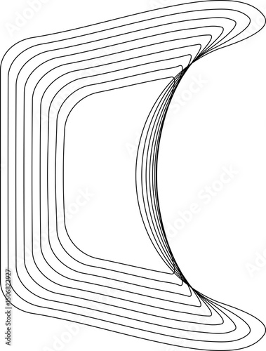 Rounded square blended lines design. Geometric shapes