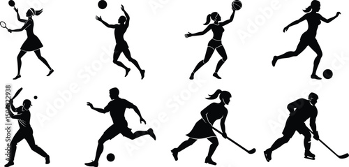 Wallpaper Mural Sportsman various sports activities silhouette set. vector collection on transparent background Torontodigital.ca