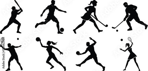 Wallpaper Mural Sportsman various sports activities silhouette set. vector collection on transparent background Torontodigital.ca