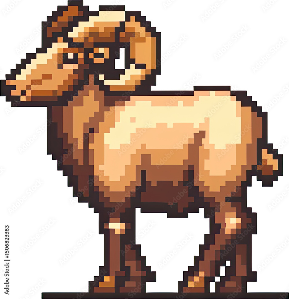 Obraz premium Pixelated illustration of a ram.