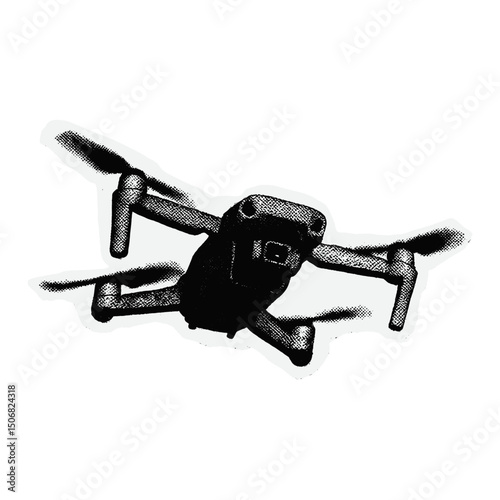 Monochrome drone sticker design  vector