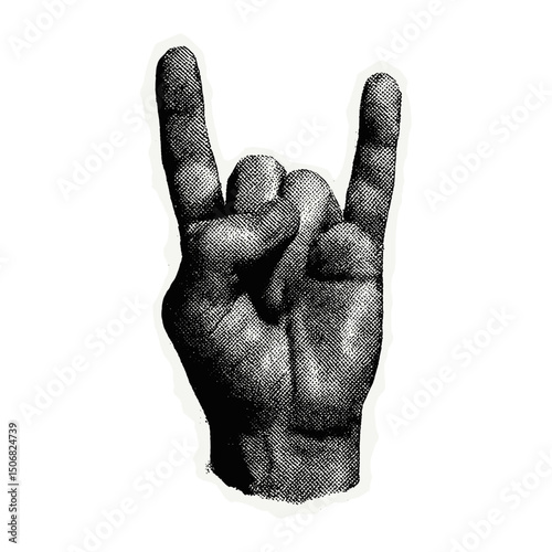 Vintage rock hand gesture illustration  vector