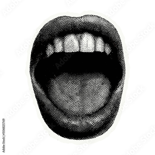 Vintage mouth collage art  vector